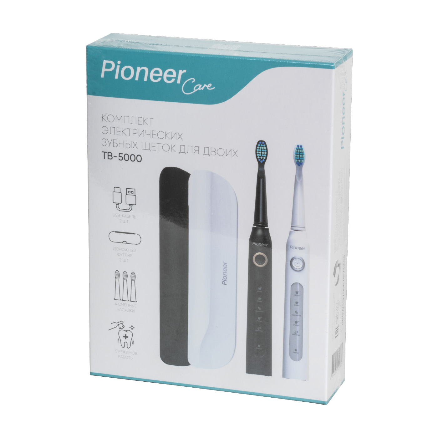 Комплект электрических зубных щеток для двоих Pioneer TB-5000 Комплект электрических зубных щеток для двоих Pioneer TB-5000
